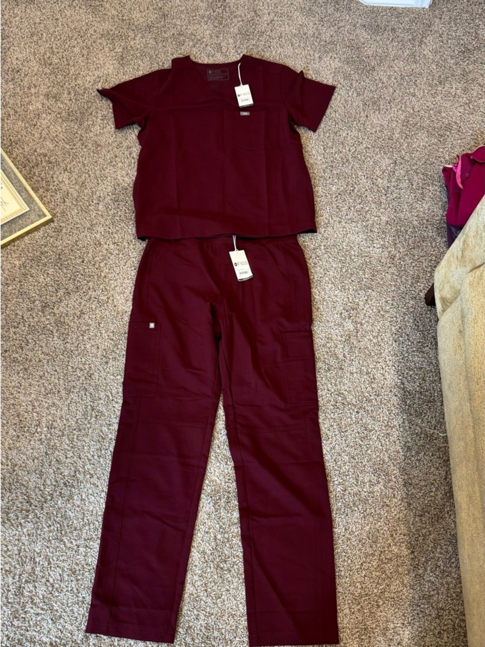 Figs Men's Scrub Set in Burgundy